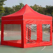런웨이브 캐노피 방수 천막 올인원 B세트 끈타입 3 x 3 m, 레드, 1세트