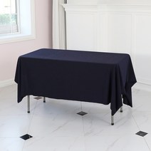 에스엠파티 박음질 마감 모던 스판 행사용 테이블보, 네이비, 300 x 155 cm