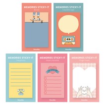 왈가닥스 메모리즈 스티키 점착메모지 5종 세트, Board 외 4종, 1세트