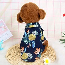 요기쏘 강아지 고양이 여름 하와이안 셔츠, 네이비