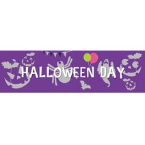 할로윈 현수막 가로형 할로윈 데이, 퍼플