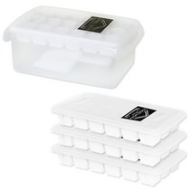 생활창고 18홀 얼음틀 컨테이너 + 뚜껑제빙기 3p, 화이트