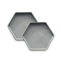 프렐류드 크리미 육각접시 중, 2개, 접시 2개, 그레이