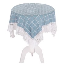 마켓피오 격자 레이스 식탁보, 블루, 110 x 110 cm