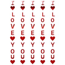 리빙다 세로형 러브 메세지 가랜드 5p, 레드