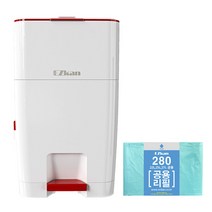 이지캔 4중차단 프리미엄 쓰레기통 27L + 22L 25L 27L 공용 280 리필 봉투 세트, 퓨어레드, 1세트