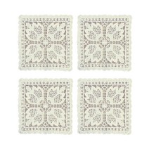 해피툴 스퀘어짜임 컵받침 4p, 아이보리