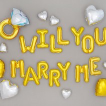 파티팡 다이아몬드 Will You Marry Me 프로포즈 홈파티세트, 골드, 1세트