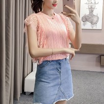 공블리 여성용 썸머룩 레이스 니트 민소매 CST1144