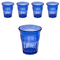 리빙메이트 플라스틱 12각 물컵 250ml, 청색, 5개