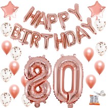 파티쇼 컨페티 홈파티팔순 생일풍선세트, 로즈골드