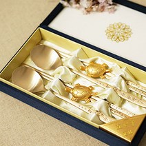 오부자 오색 설중매 방짜유기 2인용 수저 세트, 1세트, 수저 2p   젓가락 2p   비단케이스