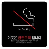 디자인다빈치 금연구역 안내 표지판 블랙 250 x 250 x 5 mm, 심플형 과태료, 1개