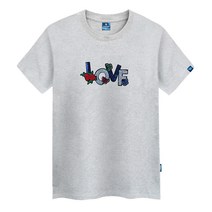 진마니아 LOVE 스팽글 자수 라운드 남녀공용 빅사이즈 반팔티 TS-801