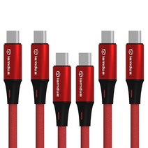 아이엠듀 USB PD C타입 고속충전 시폰 패브릭 케이블 50cm, 레드, 3개, 0.5m