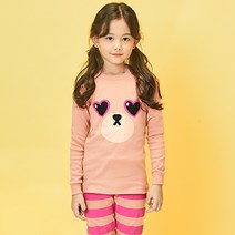 유니프랜드 아동용 하트베어 오가닉 30수 후라이스 긴팔 실내복 상하세트