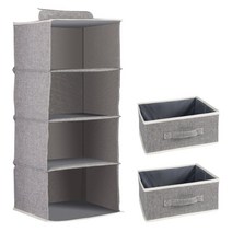 GUNU 걸이형 다용도 린넨 4단 수납함 + 수납박스 2p, 그레이, 1세트