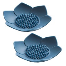 플라워 실리콘 비누받침, 블루, 2개