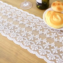 해피툴 퓨어 레이스 러너 매트, 백아이보리, 가로 220cm x 세로 19cm