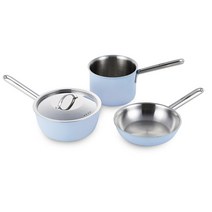 에델코첸 통3중 베이비 냄비프라이팬 세트, 에델블루, 편수 14cm + 18cm + 프라이팬 18cm