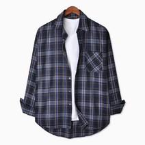 가이스토리 남성용 사계절 긴팔 라에스 오버핏 체크 셔츠