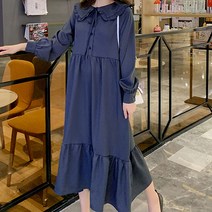 마켓A 리본 카라 프릴 임산부 원피스