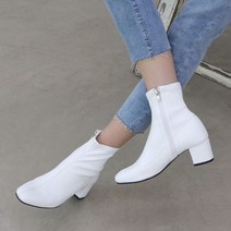 여성용 린다 스판 삭스 지퍼 앵클부츠 5cm