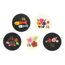 인디케이 민화자수 원형스티커, 혼합색상, 100p