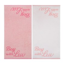 무한타올 BTS Boy with Luv 선염 세면타월 170g 면사 2종 세트, 화이트, 핑크, 1세트