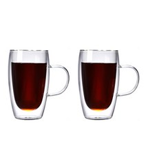 칼딘 이중 내열 유리 홈 카페 머그컵 450ml DGC-01, 2개