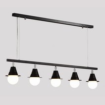 샛별하우스 바노 5등 파이프 펜던트조명, 블랙