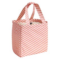 알럽홈 패턴 사각 보온보냉 도시락가방, 핑크