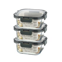 모드니 오븐글라스 정사각 밀폐용기 800ml, 3개, 단품