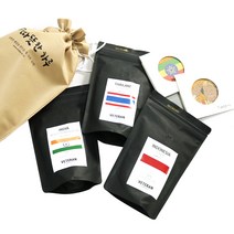 베테랑 원두커피 240g x 3종 세트 F 일반용 + 강뉴부대 컵받침, 홀빈