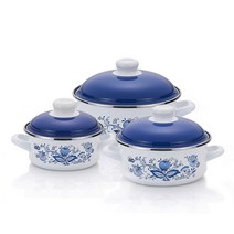 ELO 쯔벨 낮은형 인덕션 법랑냄비 세트 3개, 혼합색상, 양수냄비 14cm + 18cm + 24cm