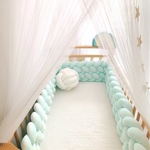 올아이원트 아기침대 범퍼가드 꽈배기쿠션 6단, 민트