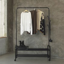 정리인홈 와이드리프 2단 1002 스탠드 이동 행거, 블랙