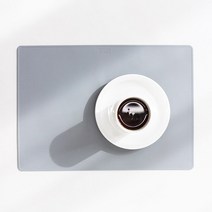 아카시아 파스텔 실리콘 사각 식탁 매트, 그레이, 38 x 26.7 x 0.12 cm