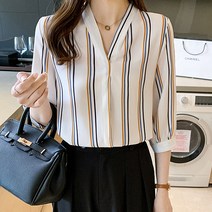 루나걸 논카라 스트라이프 블라우스