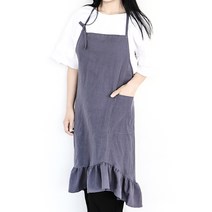 올나인 코튼린넨 작업복 앞치마, 그레이, 1세트