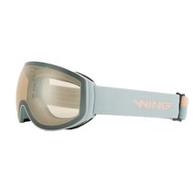 WING 여성 스키 보드 고글 더블렌즈 안경병용 야간, 그레이 + 실버