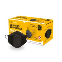 숨코 3D 데일리 황사방역용 마스크 대형플러스 KF94 블랙, 25매입, 1개