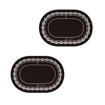 타원 실리콘 컵받침 사슬 프린팅 2p, 블랙