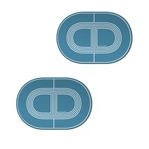 타원 실리콘 컵받침 라인 프린팅 2p, 블루진