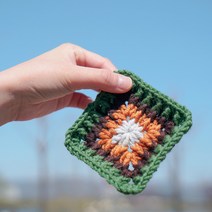 슬로우모먼츠 사계 컵받침 실4볼 + 코바늘 키트, 1세트, 그린 혼합