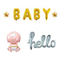 베이비샤워 슬림 월데코 파티 풍선 세트, 골드(BABY), 1세트