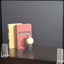 아크릴 칸막이 일자형 3T 600 x 500 mm + 사이드 강화 받침대, 투명