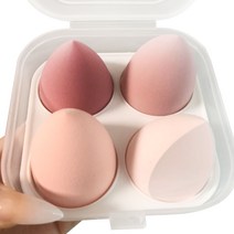 케이뷰티시티 물방울 똥퍼프 4p + 보관 케이스 세트, 딸기우유, 1세트