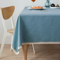 마켓A 앤틱풍 레이스 방수 테이블매트, 블루, 140 x 200 cm