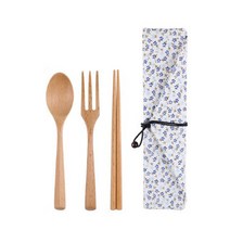 원목 커트러리 4종세트 1번 MP061, 스푼 + 포크 + 젓가락